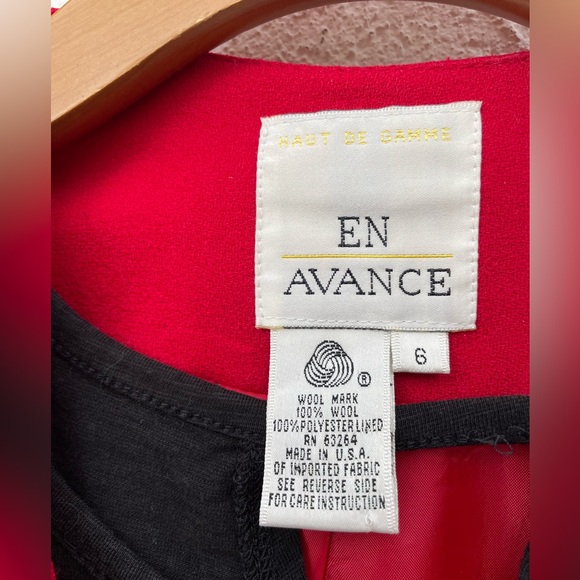 Vintage RED Wool Blazer/ Winter Red Christmas Blazer/ Jacket Size 6 - Picture 9 of 12